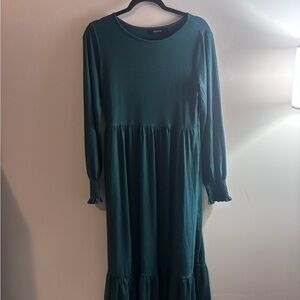 Elegant Dark Green Long Sleeve Dress